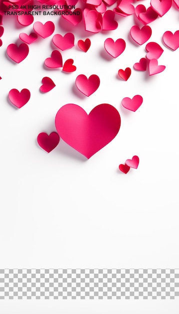 PSD testo di happy valentine's day con effetto d'amore a forma di cuore 3d su sfondo trasparente
