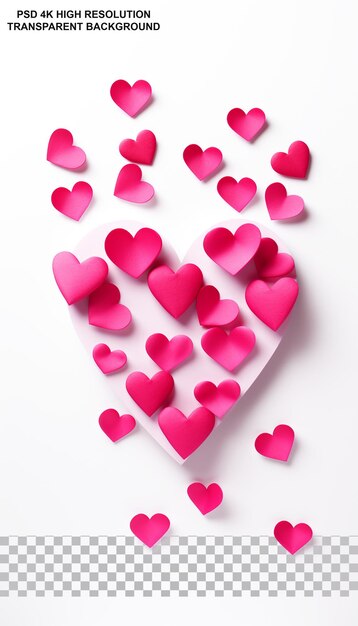 Happy valentines day text with heart shape love effect 3d on transparent background