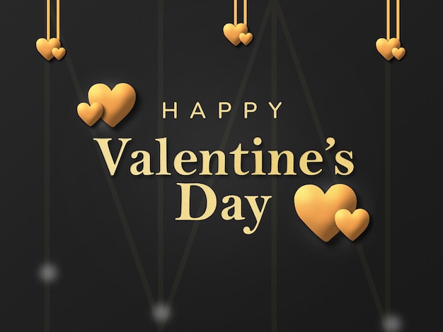 Happy Valentines Days Dark Background Psd Design With Love Heart