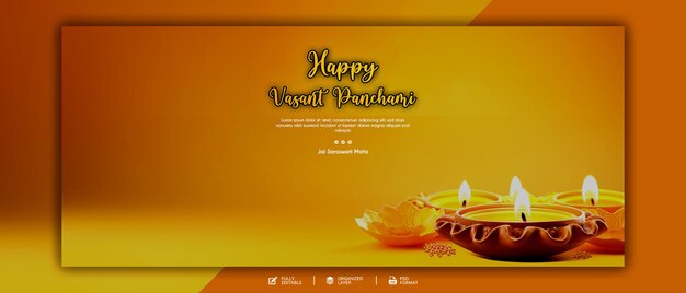 PSD happy vasant panchami grafische en sociale media ontwerp sjabloon