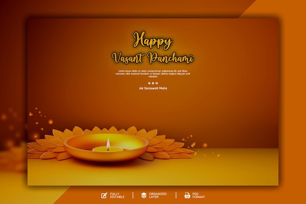 PSD happy vasant panchami graphic and social media design template