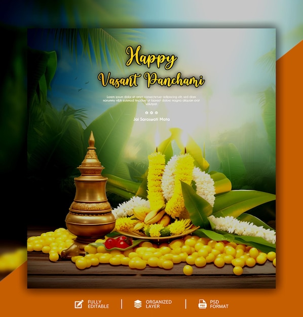 Happy vasant panchami graphic and social media design template