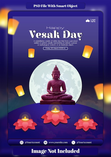 happy vesak day celebration poster