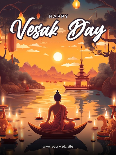 PSD happy vesak day poster