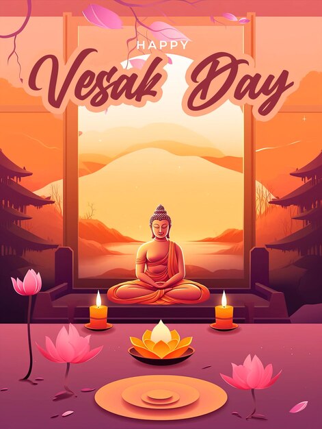 PSD happy vesak day poster