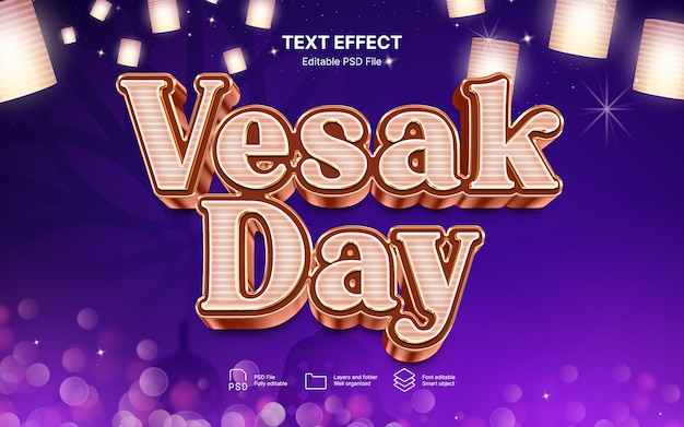 PSD happy vesak day text effect