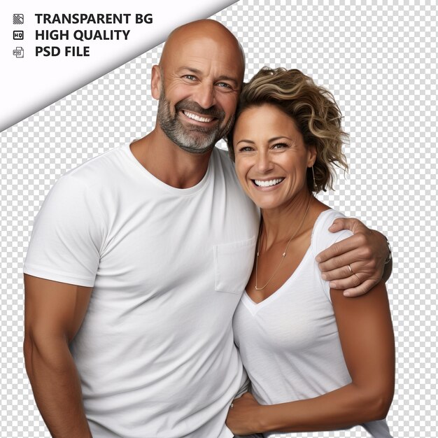 Happy white couple ultra realistische stijl witte achtergrond