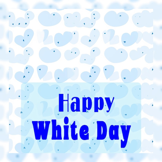 Happy white day greetings blue hearts white background