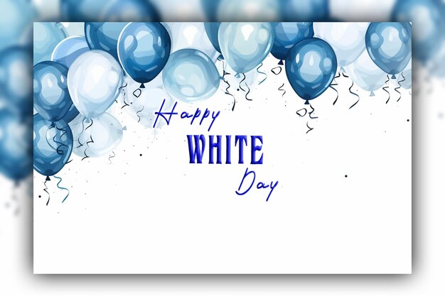 PSD happy white day white hearts blue background for social media design