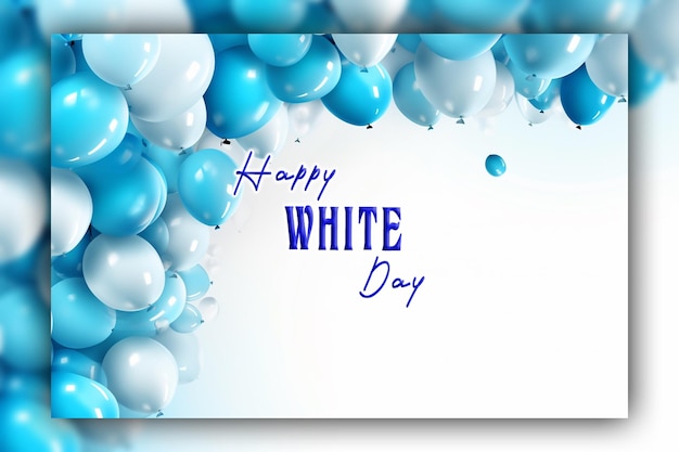 Happy white day white hearts blue background for social media design