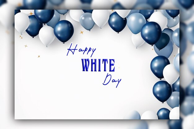 PSD happy white day white hearts blue background for social media design