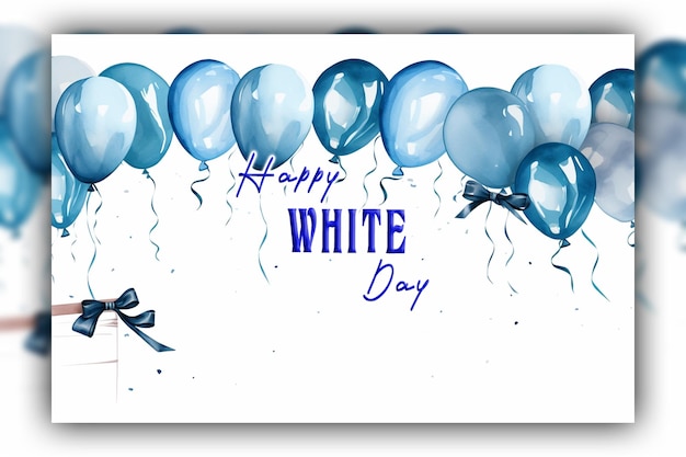 Happy white day white hearts blue background for social media design