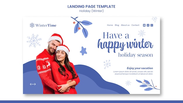 PSD happy winter landing page template