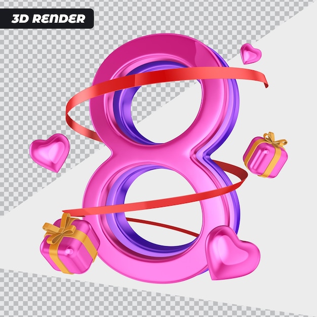 Happy woman day with 3d gift