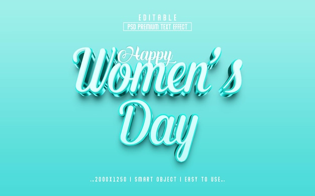 Happy wome's day 3d редактируемый стиль текстового эффекта psd