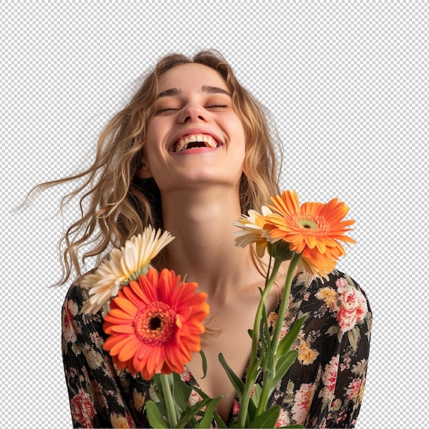 PSD happy women and flowers