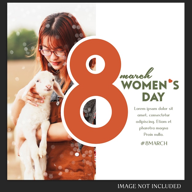 幸せな女性の日と3月8日挨拶instagramのポストテンプレート