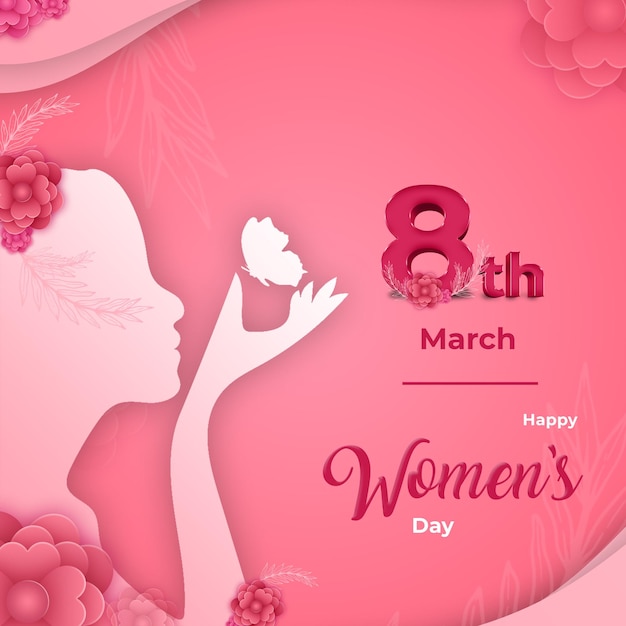 PSD happy women's day hearts greeting