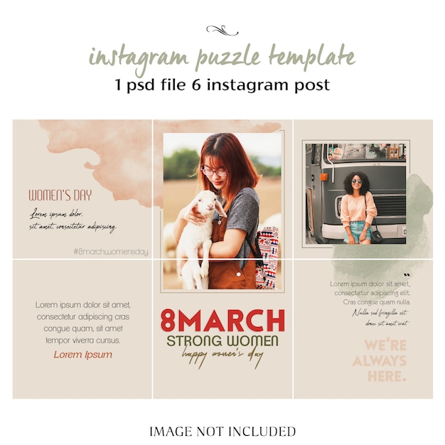 Happy Women's Day I 8 Marca Greeting Instagram Collage Template