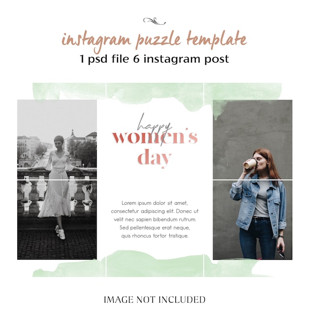 PSD happy women's day i 8 marca greeting instagram puzzle, szablon siatki lub kolażu