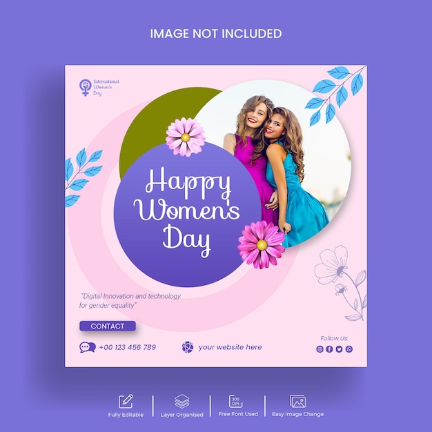 Felice festa della donna instagram post e design del modello di banner per i social media