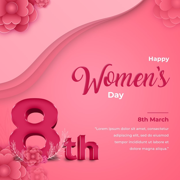 PSD happy women's day poster design with woman face