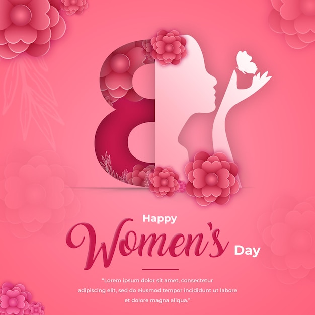 happy women's day poster design with woman face