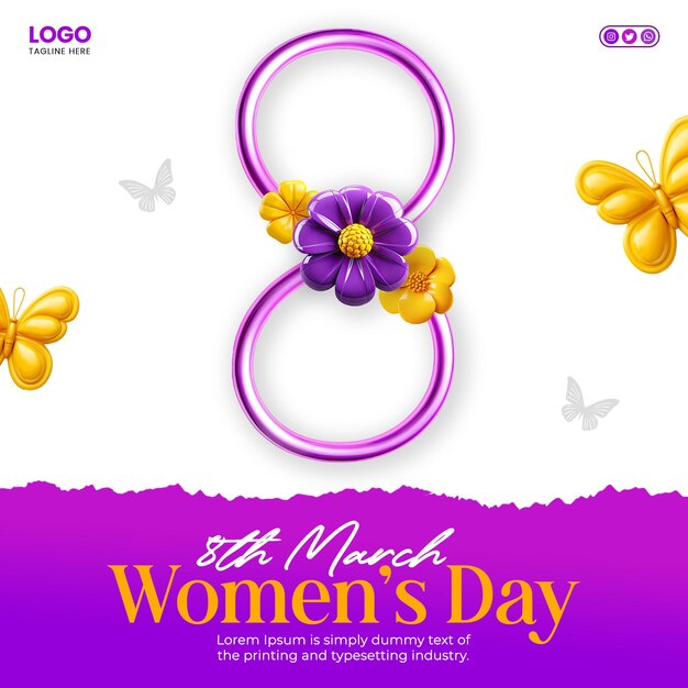 여성의 날 축하 8 월 소셜 미디어 인스타그램 포스트 템플릿