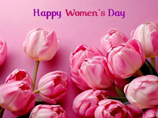 Happy womens day pink color flower background design