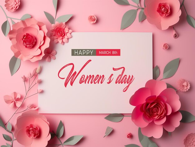 PSD happy womens day with flower decorative card