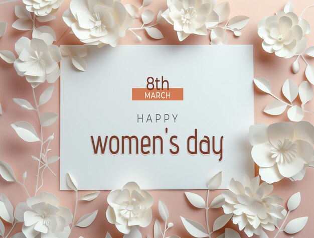 PSD happy womens day with flower decorative card