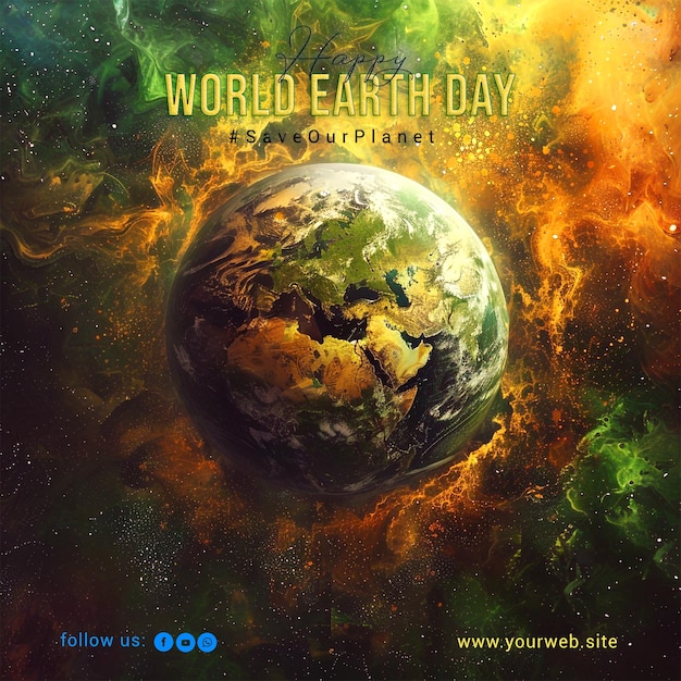 PSD happy world earth day psd background design