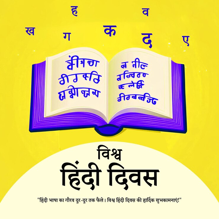 PSD happy world hindi day social media post with hindi divas indian mother language banner