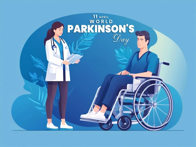 PSD happy world parkinson disease day flat drawing vector style illustration of illness concept design