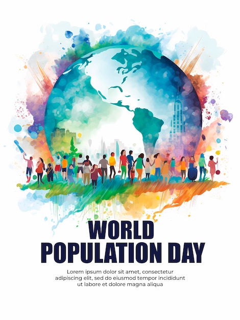 PSD happy world population day poster background design template