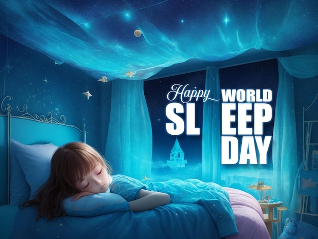 PSD happy world sleep day background design template