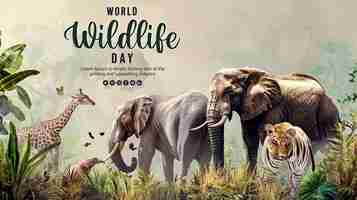 PSD happy world wildlife day background