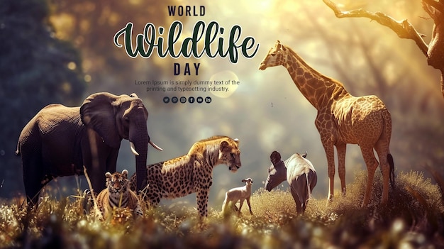 PSD happy world wildlife day background