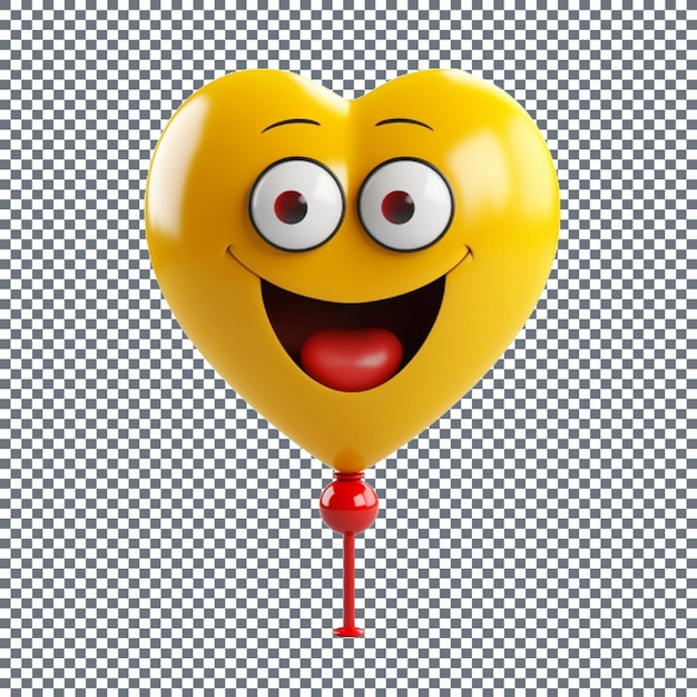 PSD Счастливый желтый воздушный шар с глазами и ртом, выделенными на прозрачном фоне