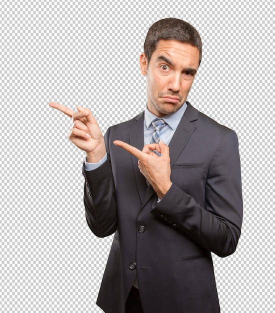 PSD happy young businessman pointing