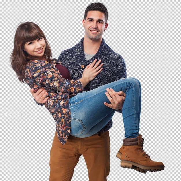 PSD happy young couple isolated