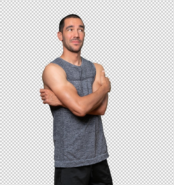 happy young man doing a hug gesture