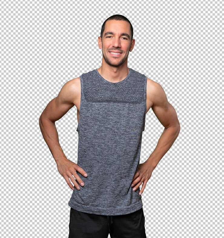 PSD happy young man posing against background