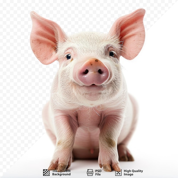 PSD Счастливая молодая свинья изолирована на белом изолированном фоне смешные эмоции животных