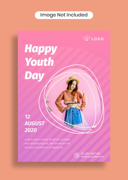 Happy youth day poster A4 template