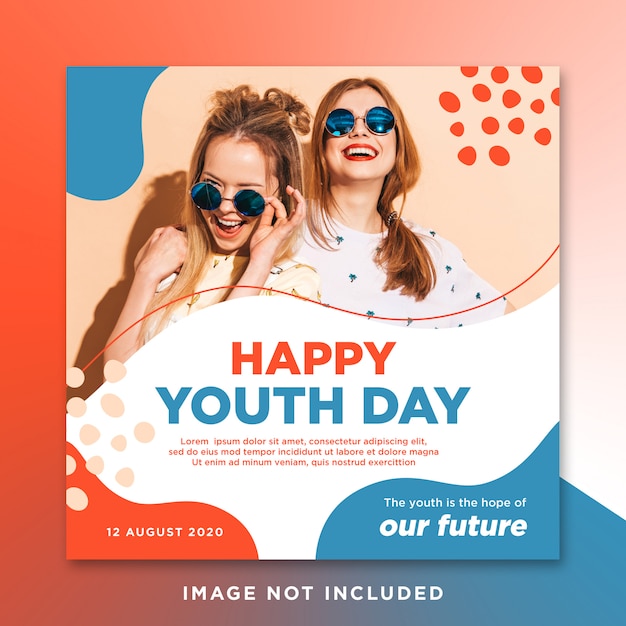 Happy youth day social media instagram post template