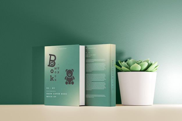 Hard cover book mockup scene