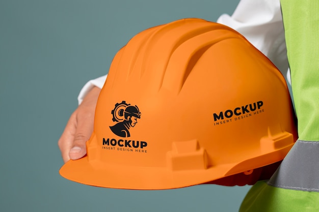 Hard hat mockup in hand