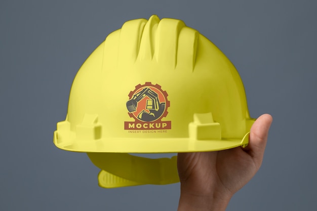 Hard hat mockup in hand