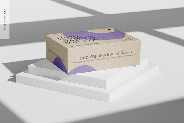 Hard Shadow Sweet Box Mockup, op Podium